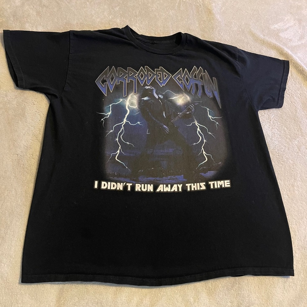 Music T Shirt Large Black Graphic Band Tee Metal Rock Lightning Streetwear‎